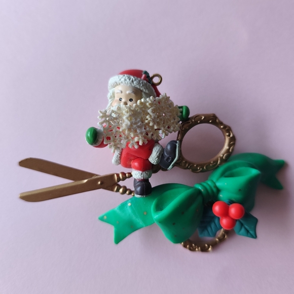 Vintage Santa On Scissors Making Snowflakes Christmas Ornament 1997 - Picture 1 of 5